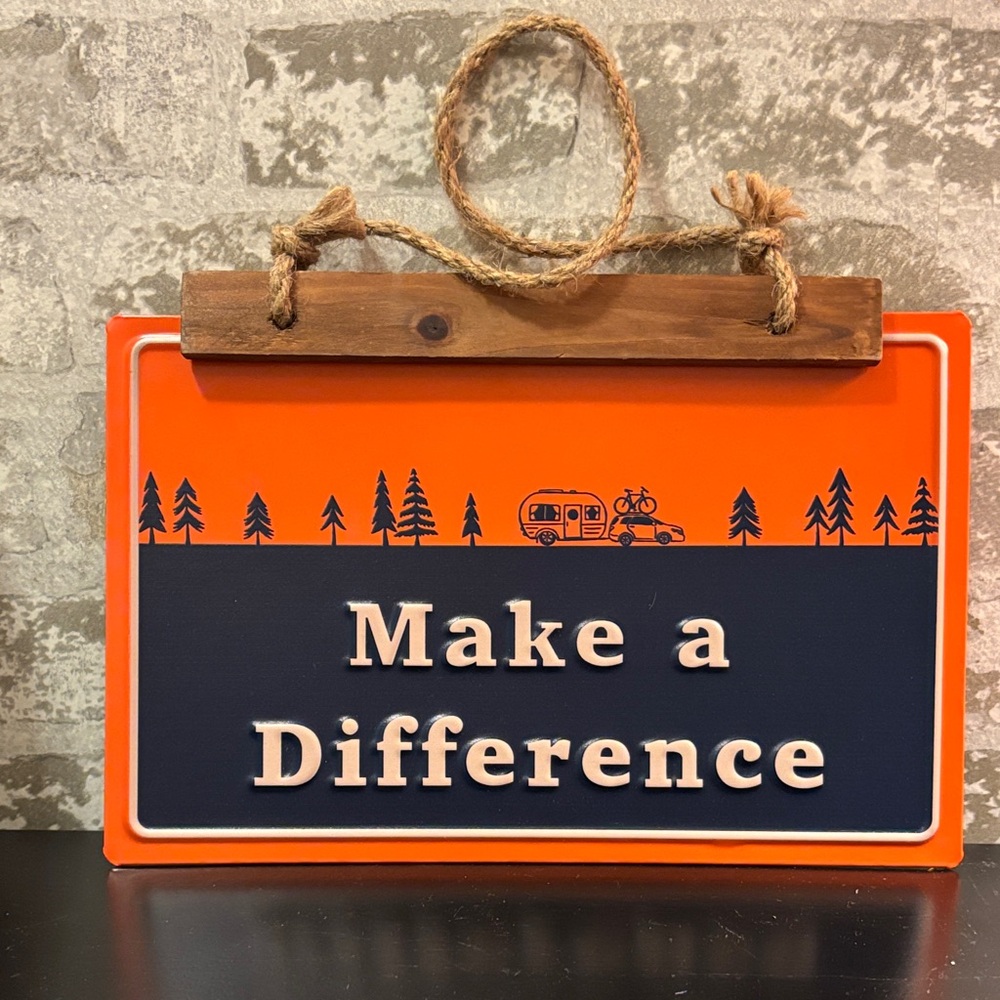 Orange and Blue 'Make a Difference' Sign